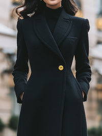 Elegant Single-Breasted Long Coat