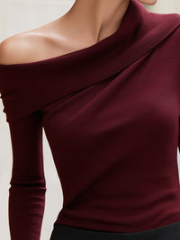 One-Shoulder Draped Knit Top