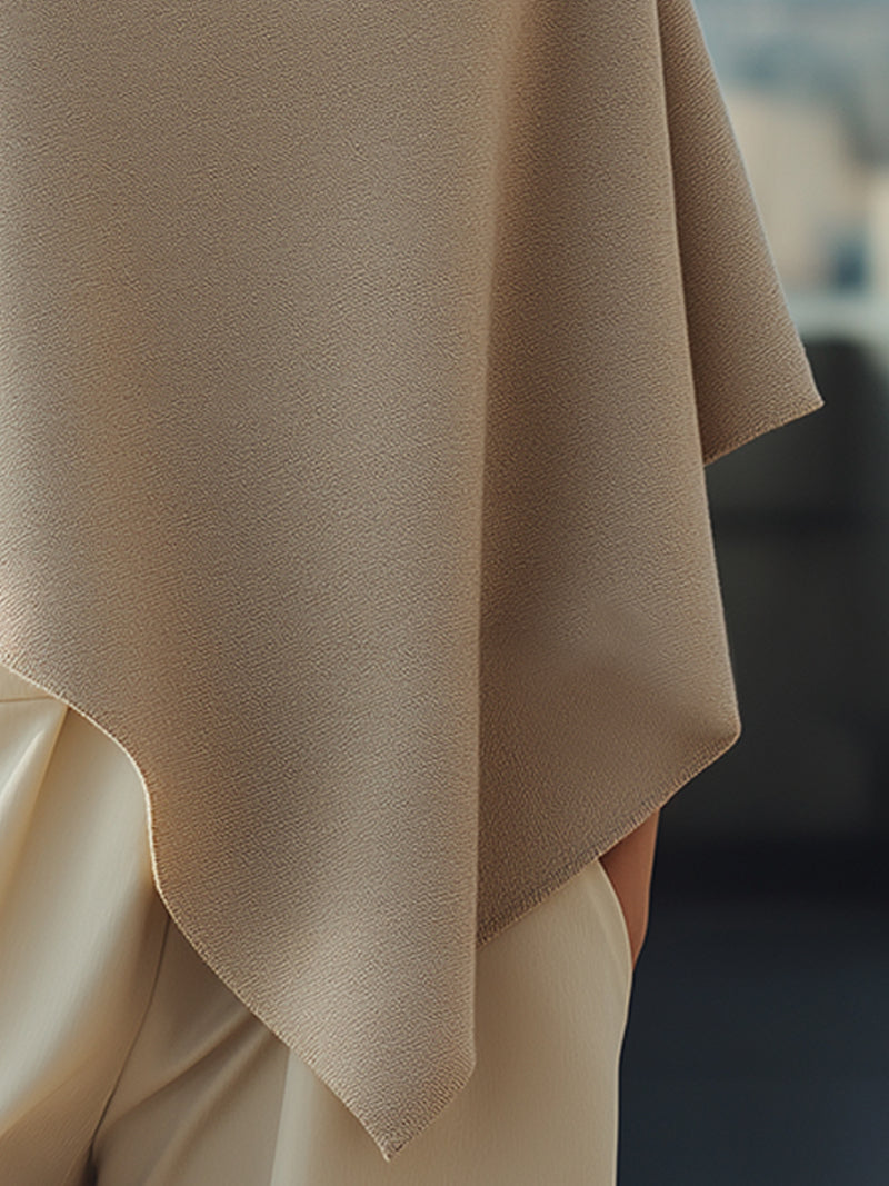 Sand Drape Asymmetric Knit Poncho
