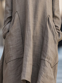 Relaxed Linen-Blend Cocoon Dress With Draped Hem