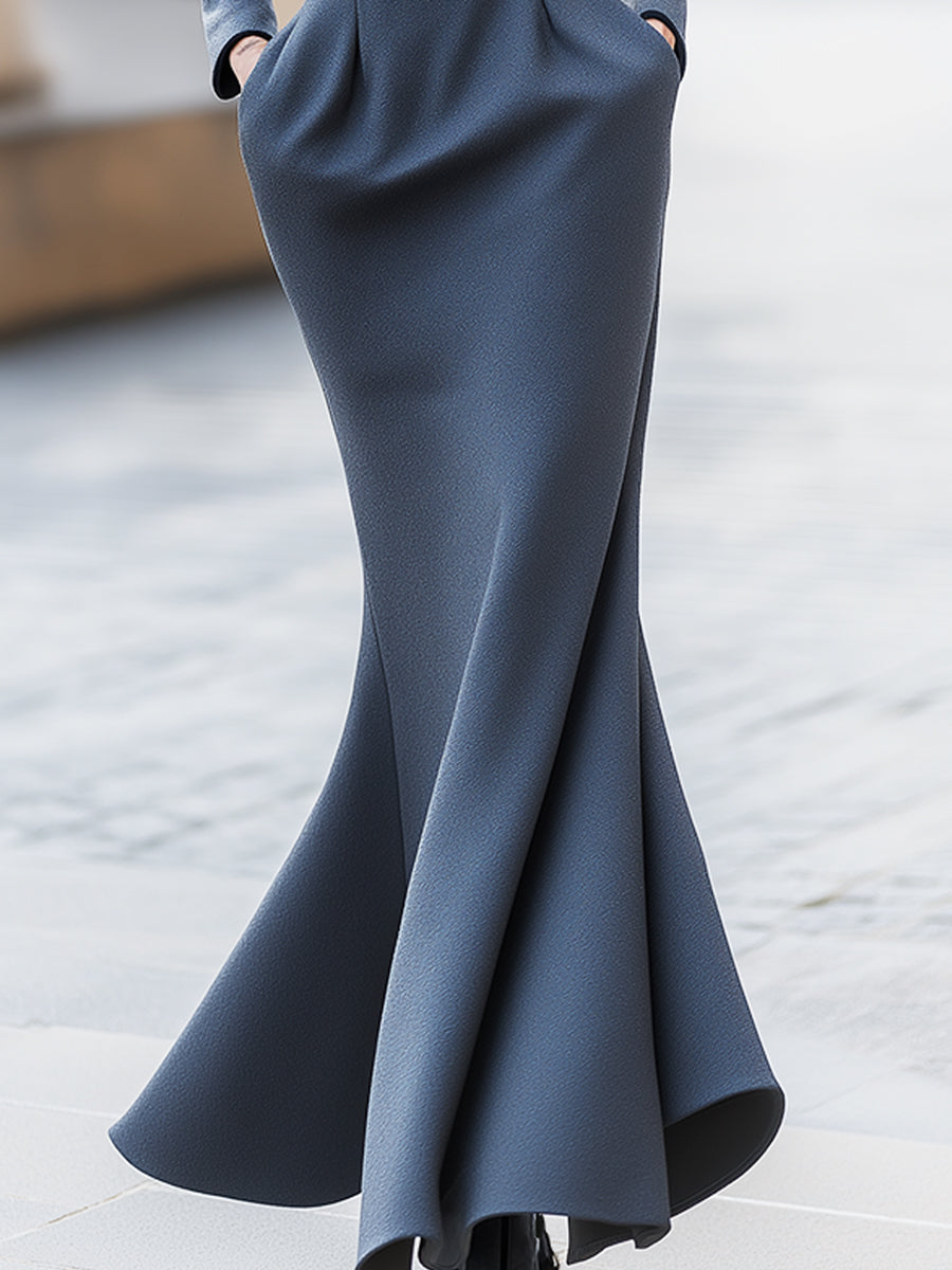Sculptural High Neck Fishtail Dress