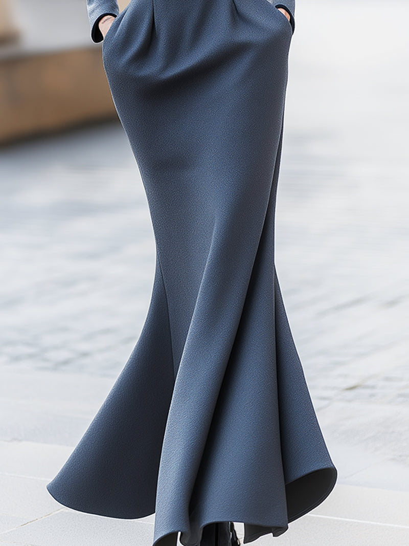 Sculptural High Neck Fishtail Dress