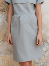 Structured Cape-Sleeve Mini Dress