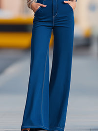 Elegant Indigo Belted Denim Jumpsuit