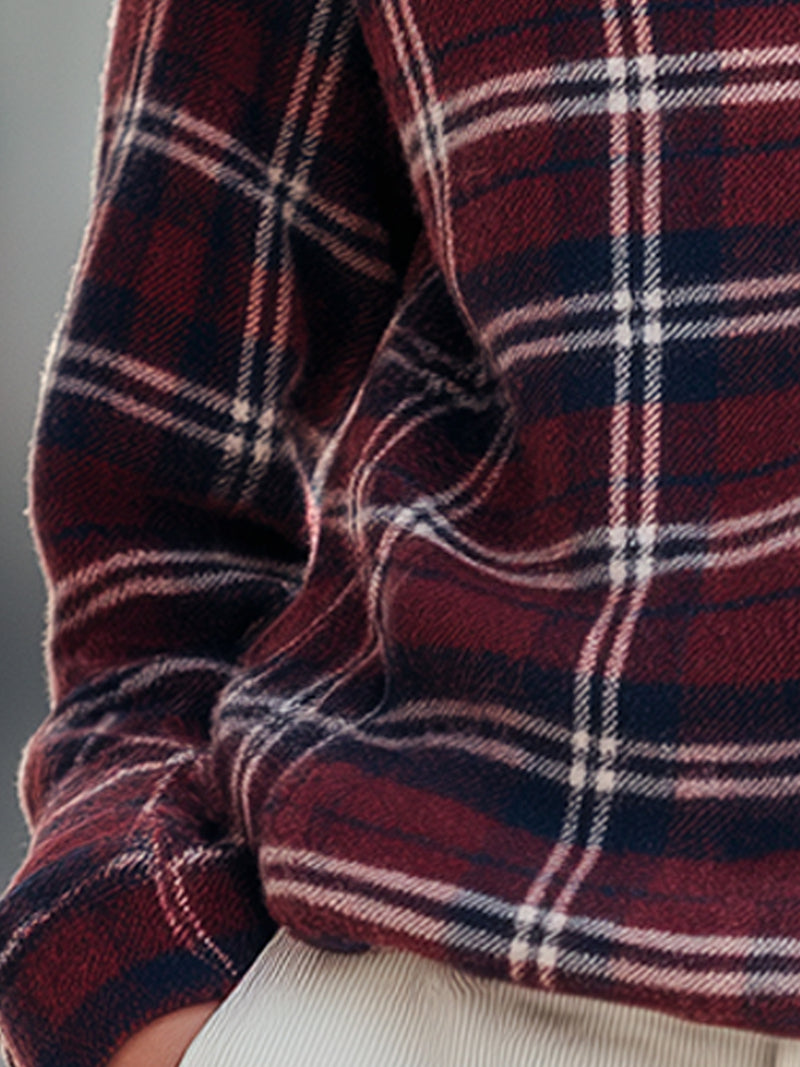 Half-Zip Plaid Fleece Pullover