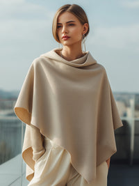 Sand Drape Asymmetric Knit Poncho