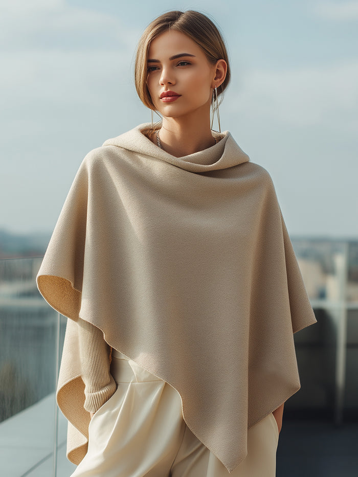 Sand Drape Asymmetric Knit Poncho