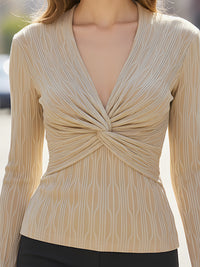 Sculpted Ribbed Knit Twist-Front Top