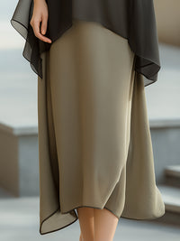 Sheer Overlay Layered Midi Dress Set