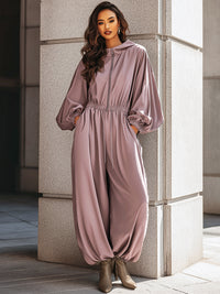 Relaxed Zip-Front Hooded Utility Jumpsuit