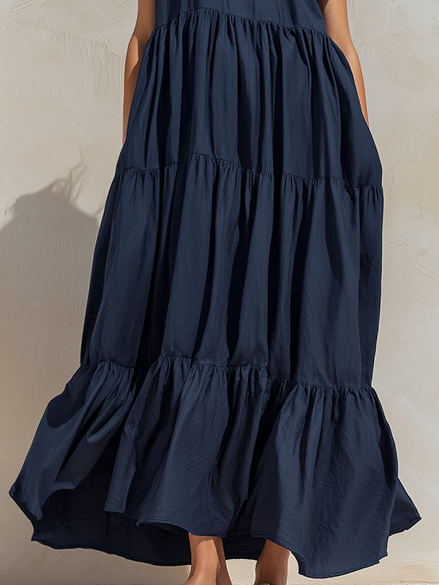 Relaxed Tiered Short Sleeve Maxi Dress