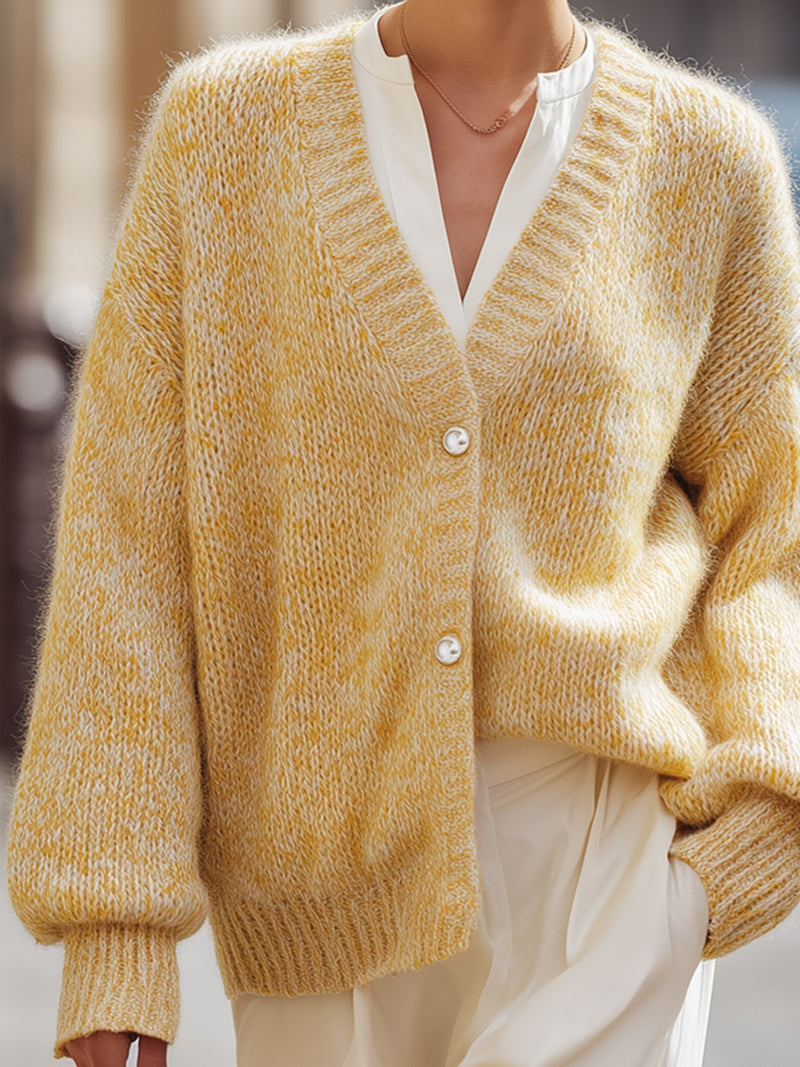 Soft Yellow Mohair Blend Cardigan