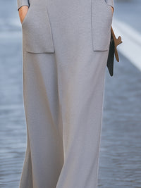High-Neck Knitted Wide-Leg Dress With Belt