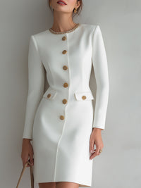 Embellished Collar Button-Front Blazer Dress