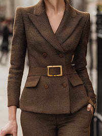 Structured Belted Double-Breasted Pantsuit