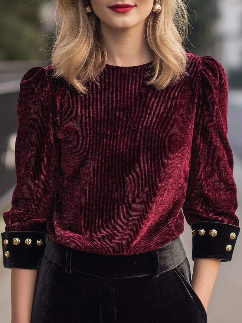 Crimson Corduroy Statement Shirt