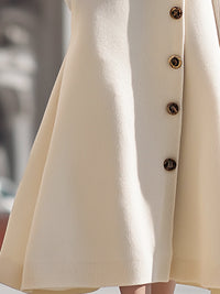 Ivory Buttoned Wool Blend Dress