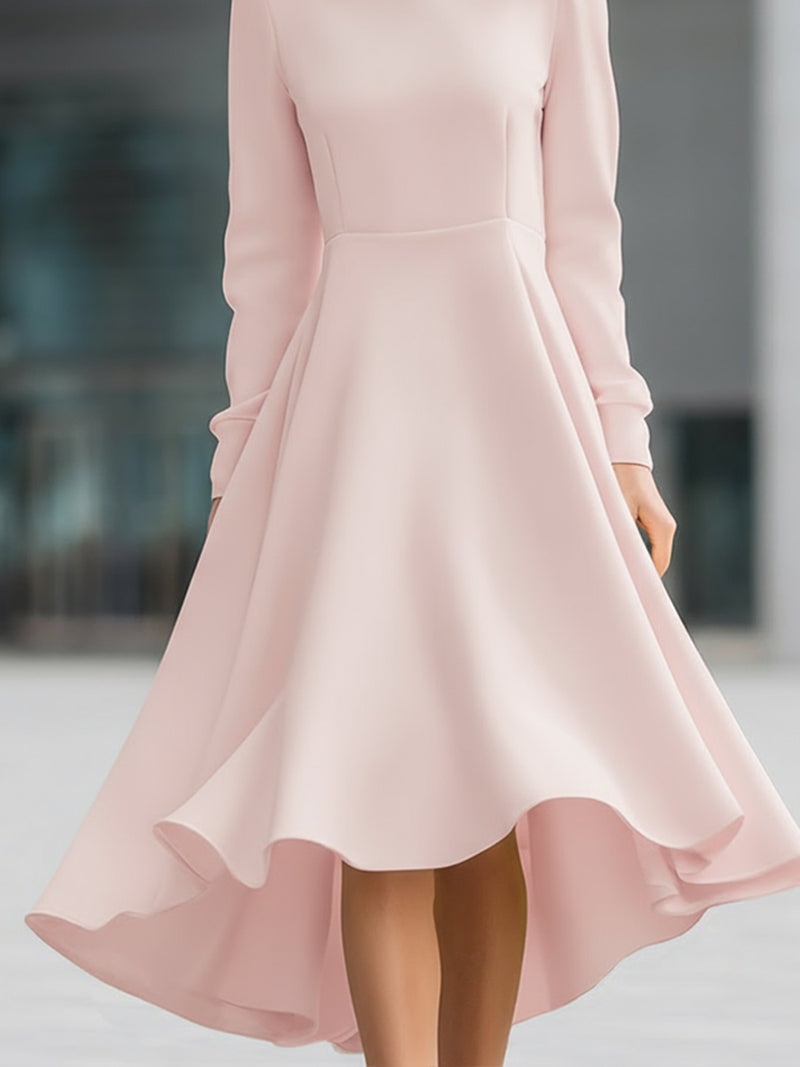 Blush Pink Long Sleeve Swing A-Line Dress