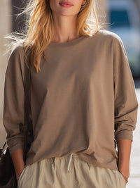 Relaxed Long-Sleeve Woven Blouse