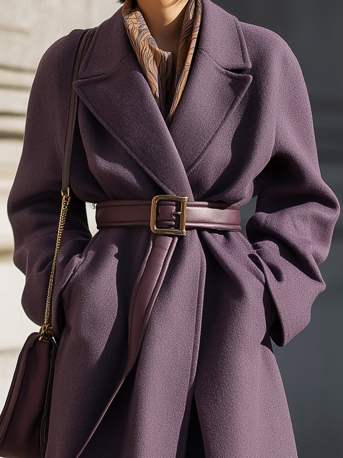 Premium Wool Wide Lapel Tie Coat