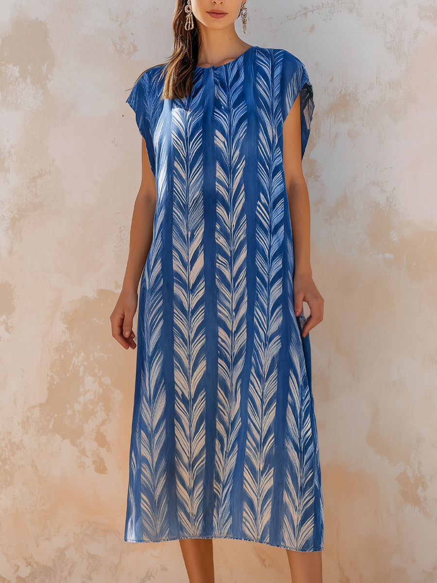 Short Sleeve Printed Midi Dress