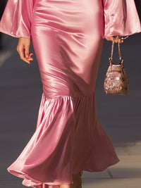 Satin Deep V Mermaid Gown