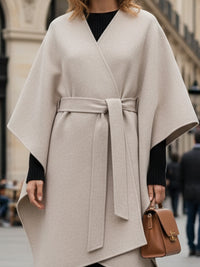 Tie-Down Asymmetrical Cape Coat