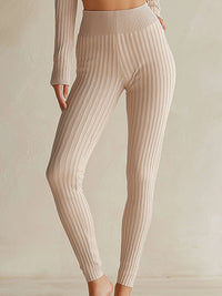 Ribbed Long-Sleeve Crop Top & High-Waist Legging Lounge Set