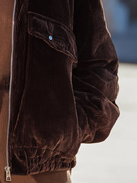 Chocolate Brown Corduroy Bomber Jacket