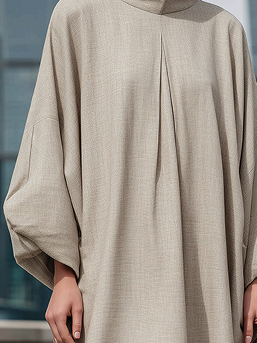 Elegant High-Neck Cocoon Silhouette Maxi Dress