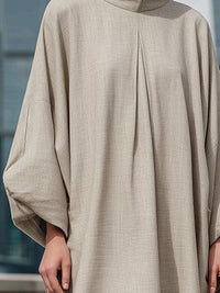 Elegant High-Neck Cocoon Silhouette Maxi Dress