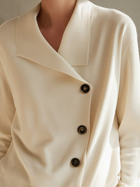 Asymmetric Button-Front Knit Cardigan Top