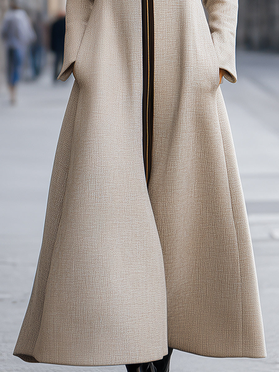 Elegant Two-Tone Wool-blend Coat