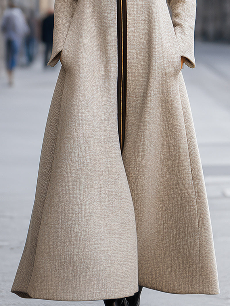 Elegant Two-Tone Wool-blend Coat