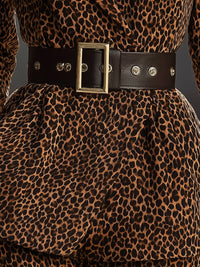 Leopard Print Double-Breasted Blazer With Belt