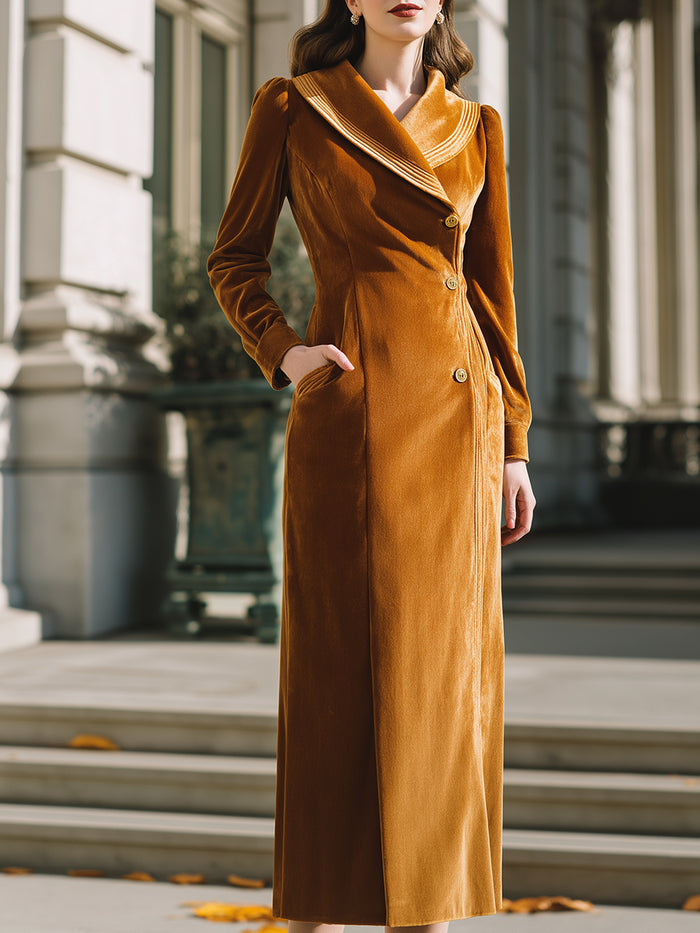 Velvet Shawl-Collar Maxi Dress