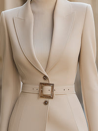 Belted Structured Blazer Dress With Slit
