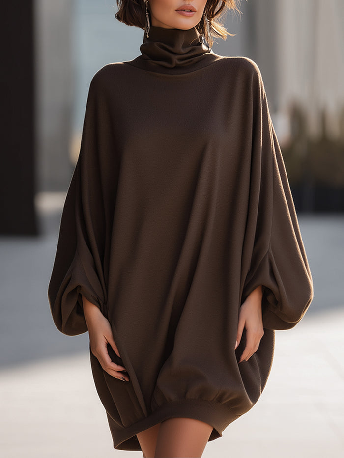 Oversized Turtleneck Cocoon Sweater Dress