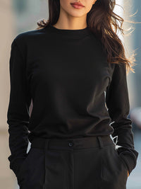 Classic Black Long-Sleeve Crewneck Top