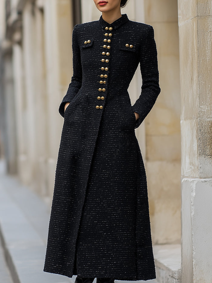 Regal Military-Inspired Longline Coat