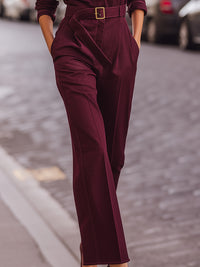 Burgundy Belted Utility Jumpsuit