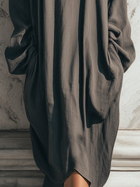 Minimalist Sculptural High-Neck Maxi Dress