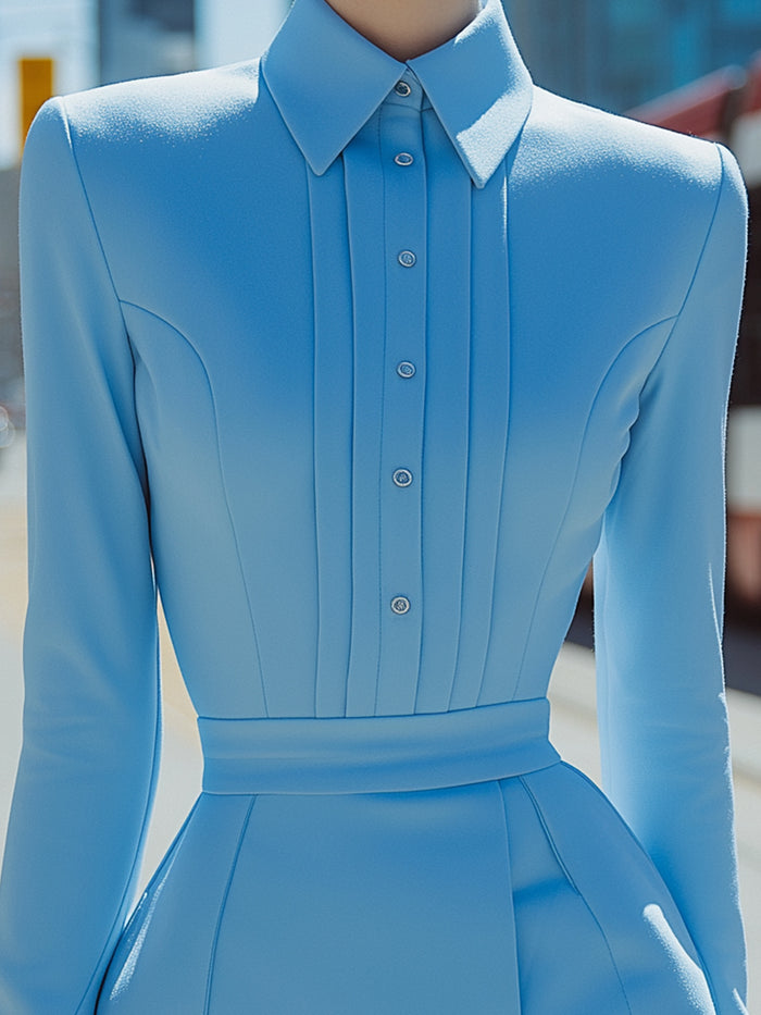 Ice Blue Structured Shirt Dress
