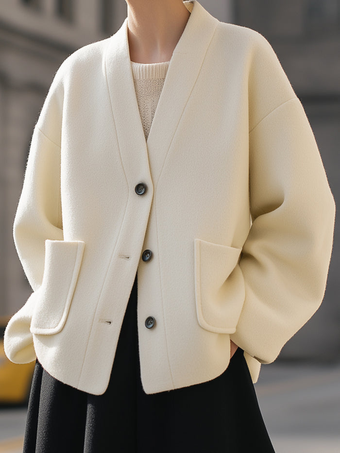 Wool Blend Oversized Cardigan Jacket And A-Line Skirt Set