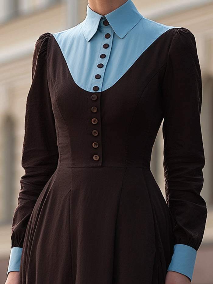 Two-Tone Vintage-Inspired Midi Dress