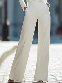 Ivory Three-Piece Tailored Set With Cropped Blazer