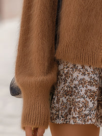 Caramel Fluffy Button-Up Knit Cardigan