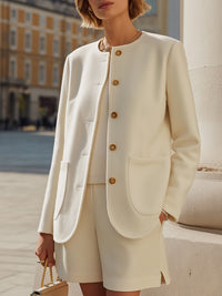 Minimalist Button-Front Short Suit Set