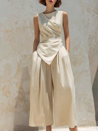 Elegant Wrap-Front Wide-Leg Jumpsuit