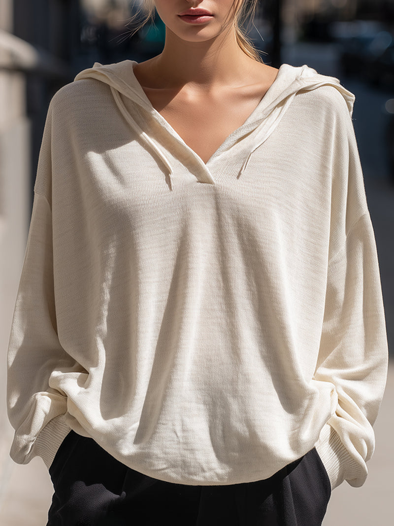 Ivory Relaxed Drawstring Hoodie